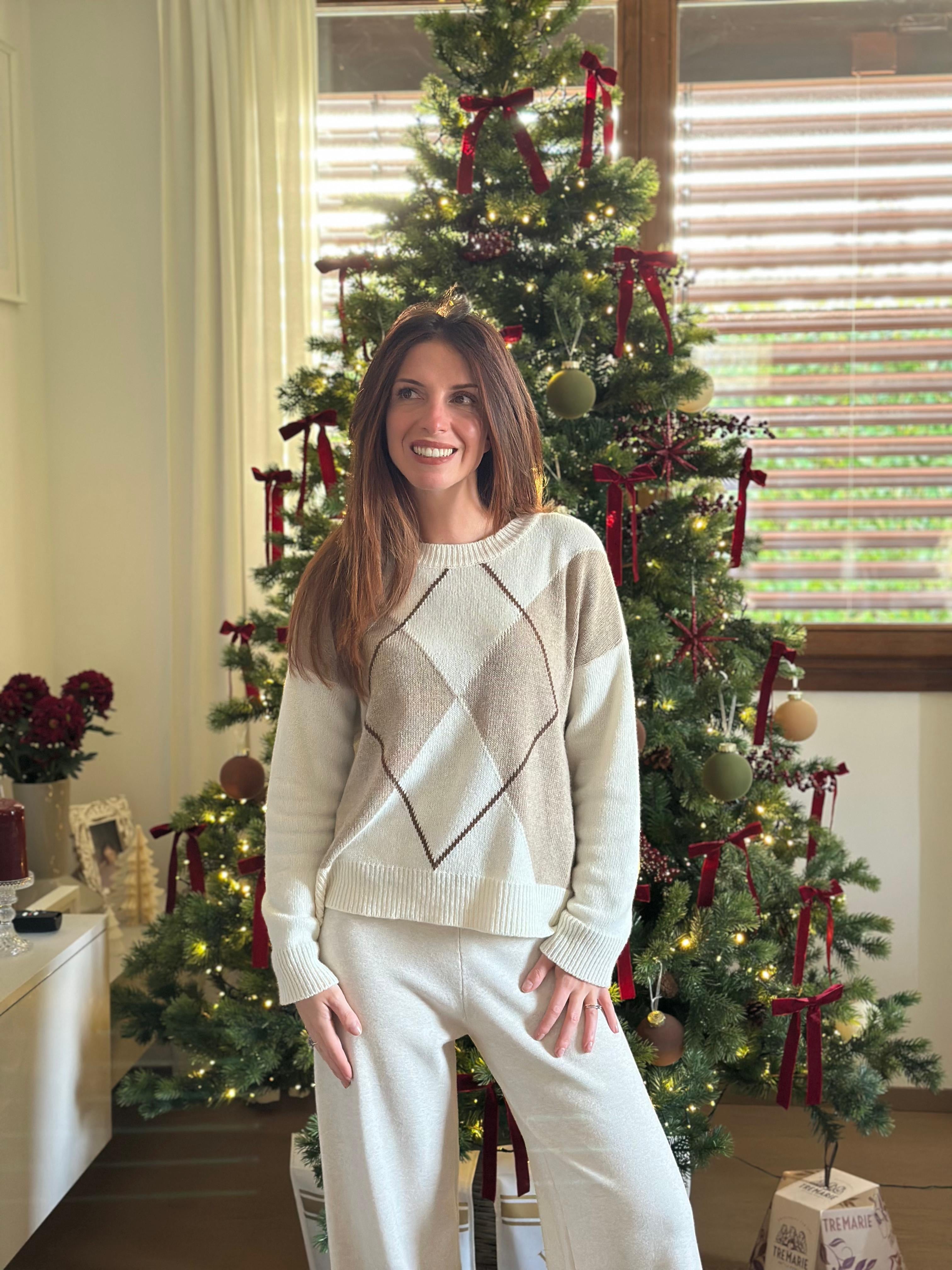 Maglione rombi misto lana cashmere