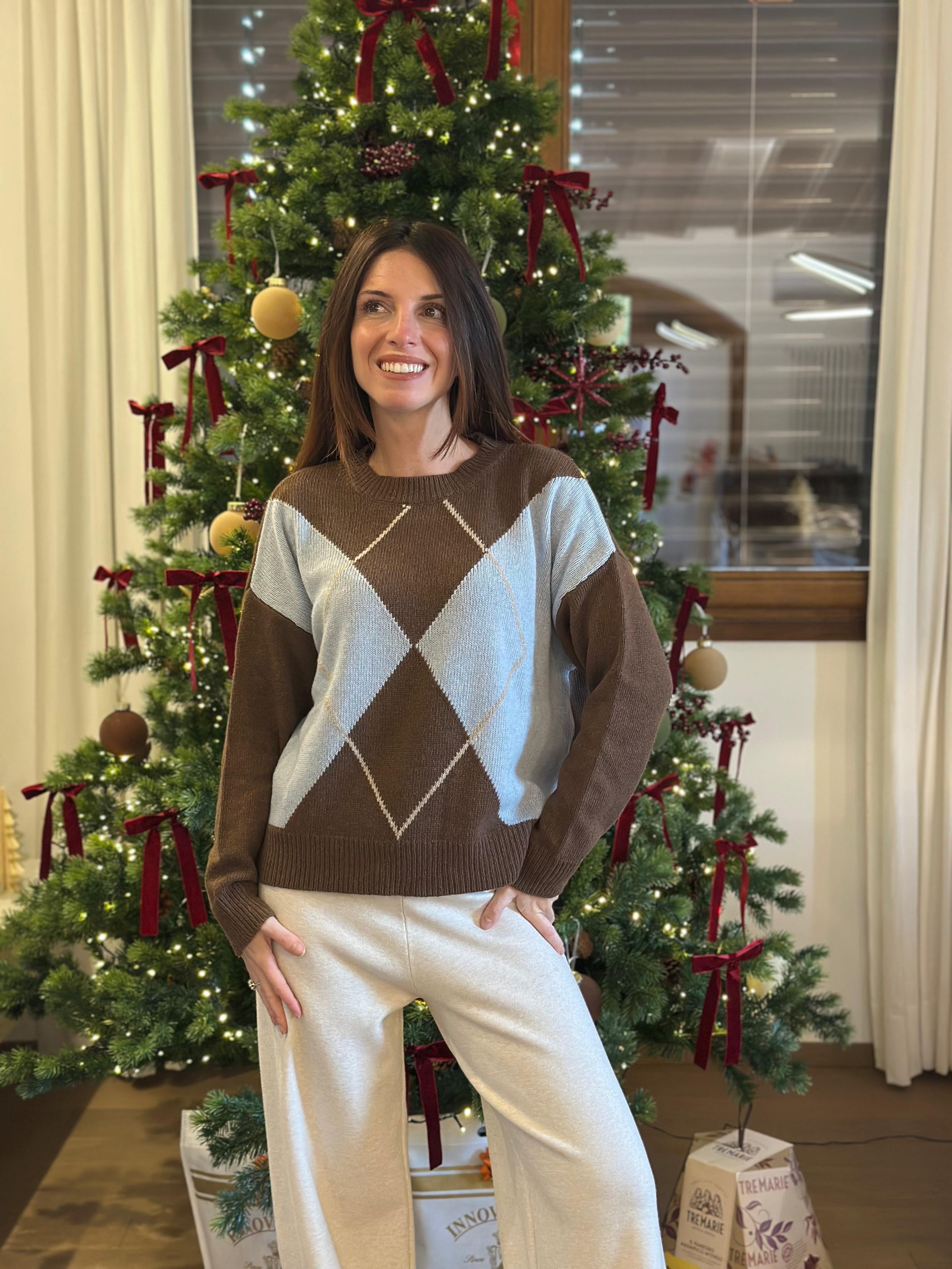 Maglione rombi misto lana cashmere