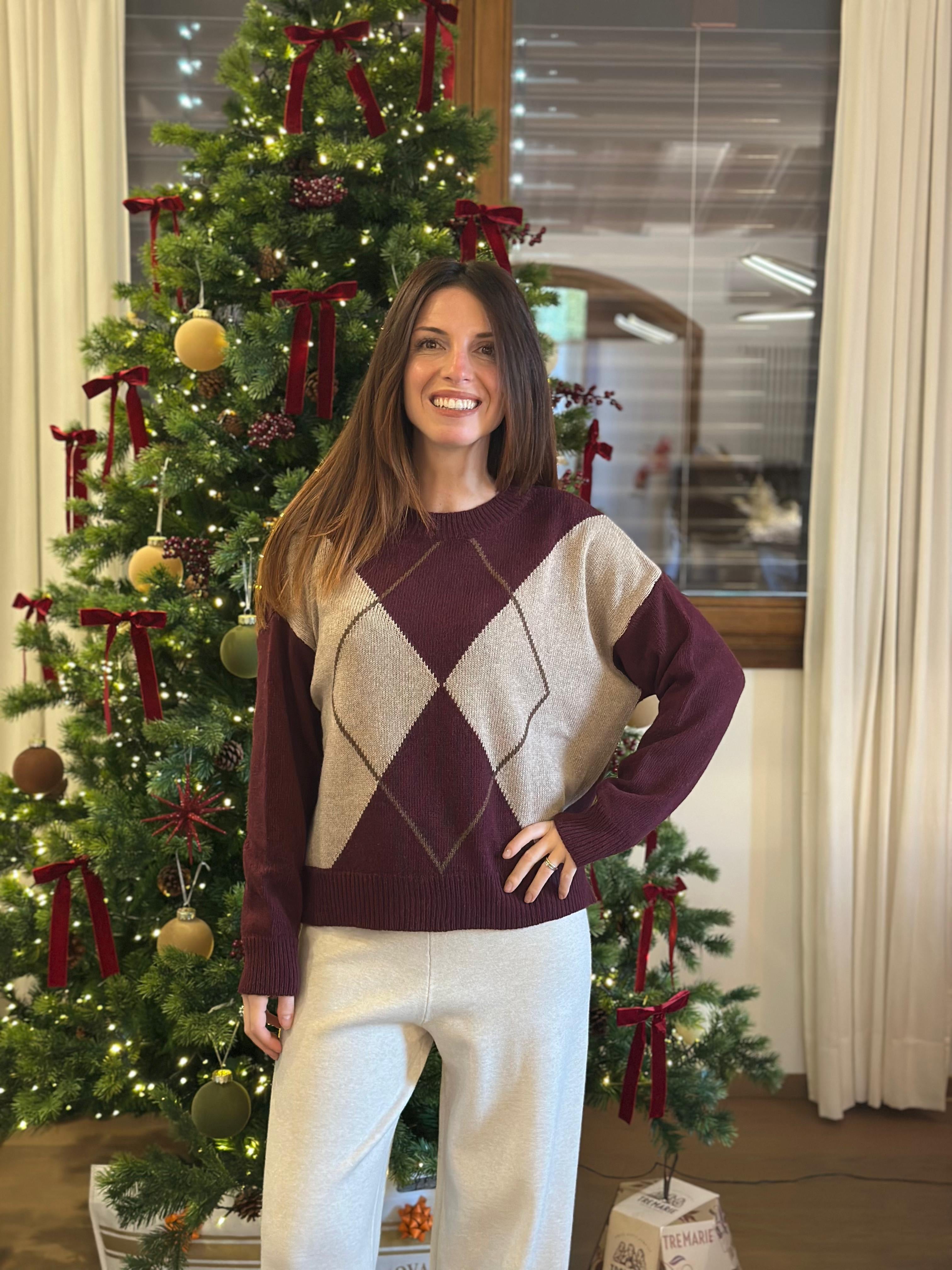 Maglione rombi misto lana cashmere