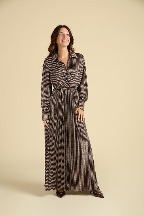 Abito Chemisier Lungo a Righe Lurex - Modello Glamour
