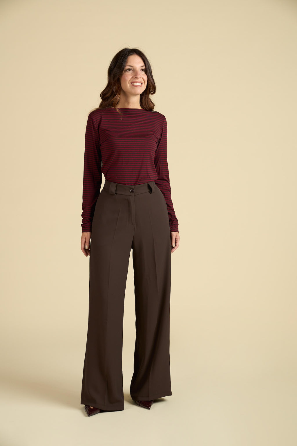 Pantalone a Palazzo in Tinta Unita - Modello Scultoreo