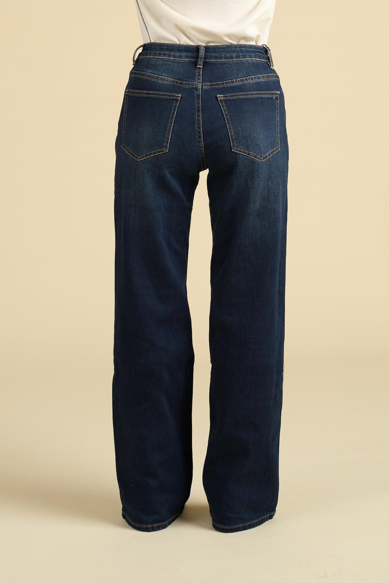 Jeans Wide Leg Vita Alta - Denim Scuro Classico