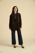 Giacca Blazer Oversize in Velluto a Coste Stretch