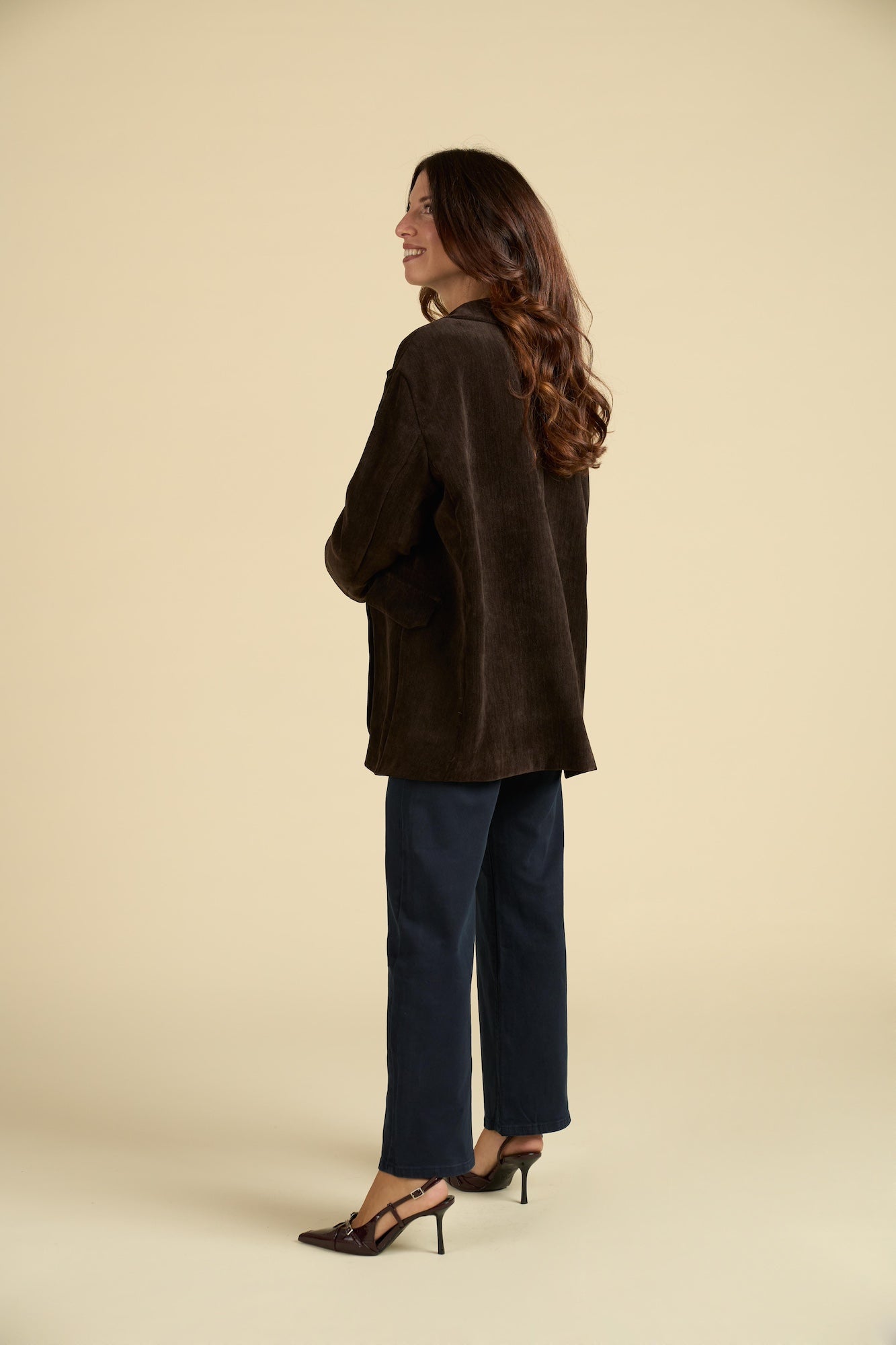 Giacca Blazer Oversize in Velluto a Coste Stretch