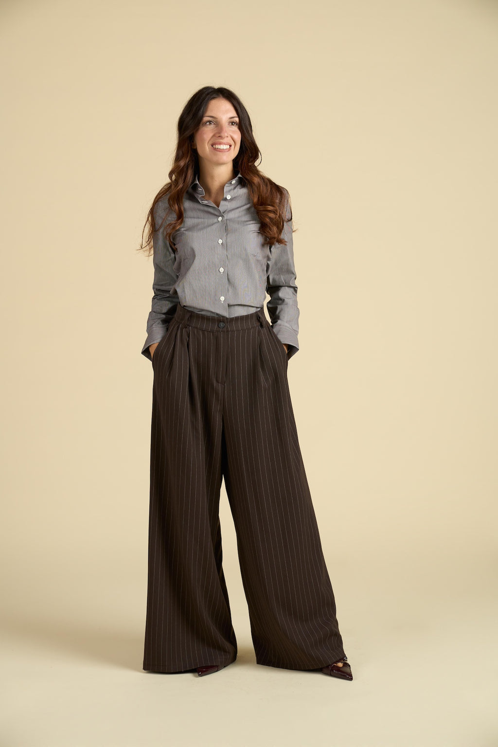 Pantalone Gessato Lungo e Largo - Modello Power Dressing