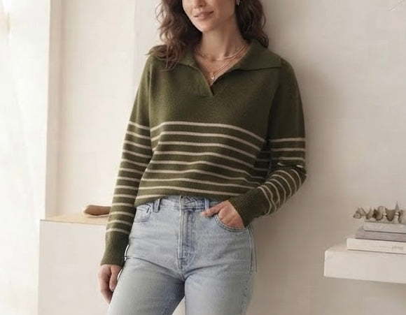Maglia polo in misto lana & cashmere