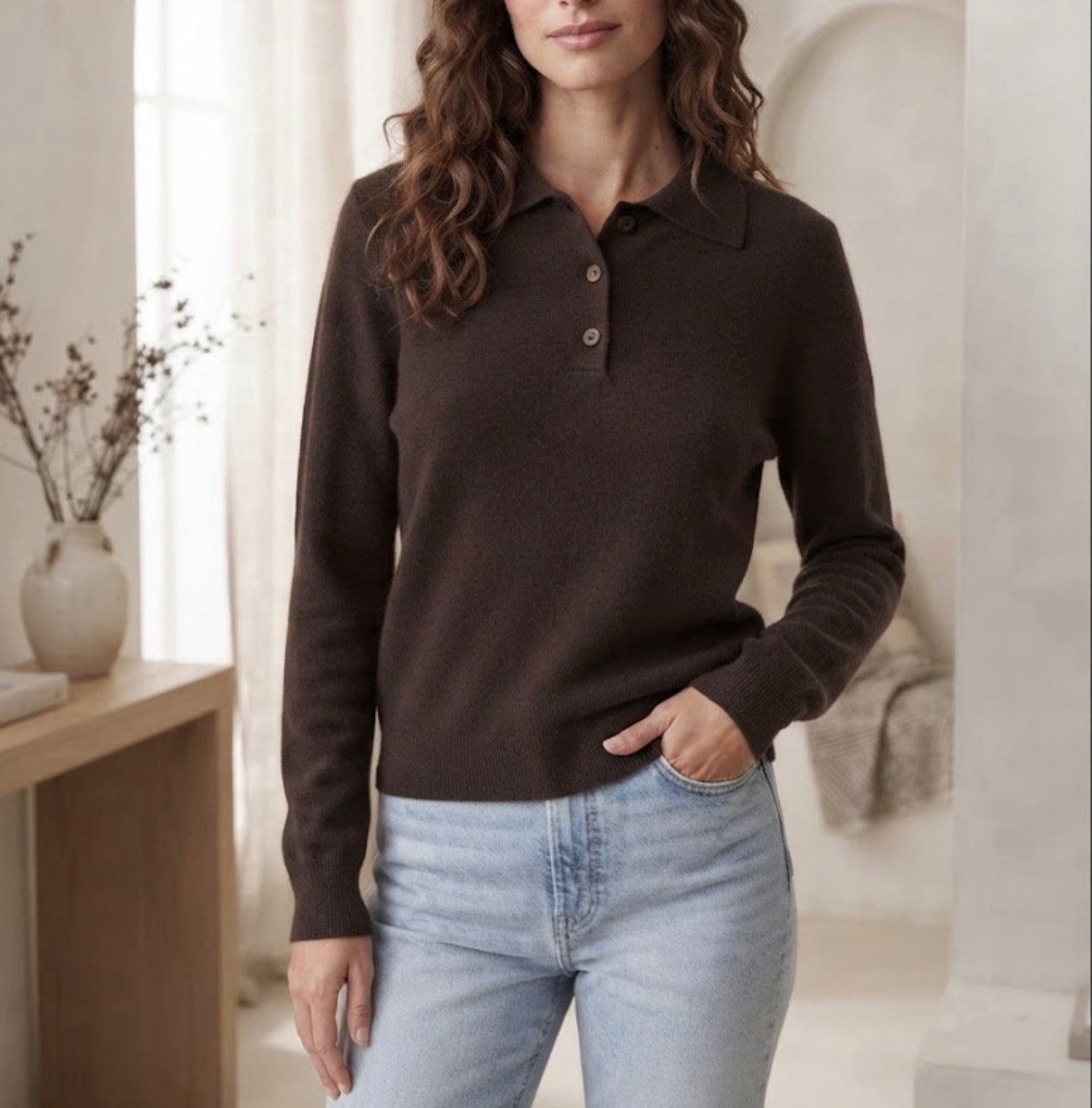 Polo in maglia con colletto e bottoni