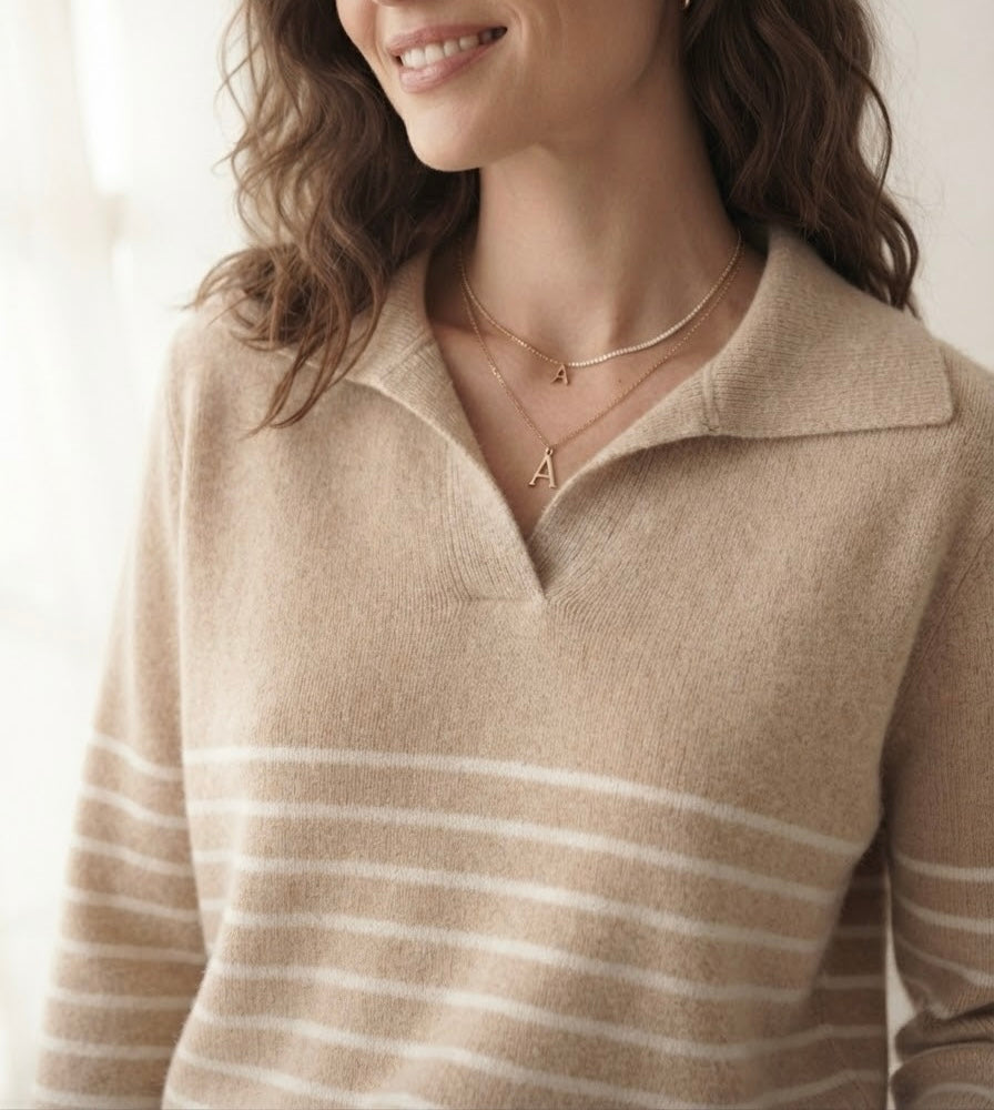 Maglia polo in misto lana & cashmere