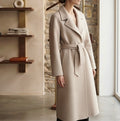 Cappotto lungo con cintura misto lana e cashmere