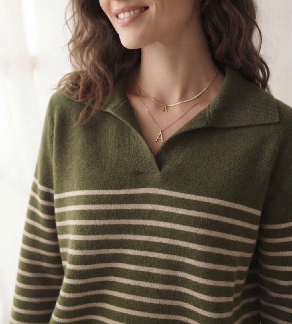 Maglia polo in misto lana & cashmere