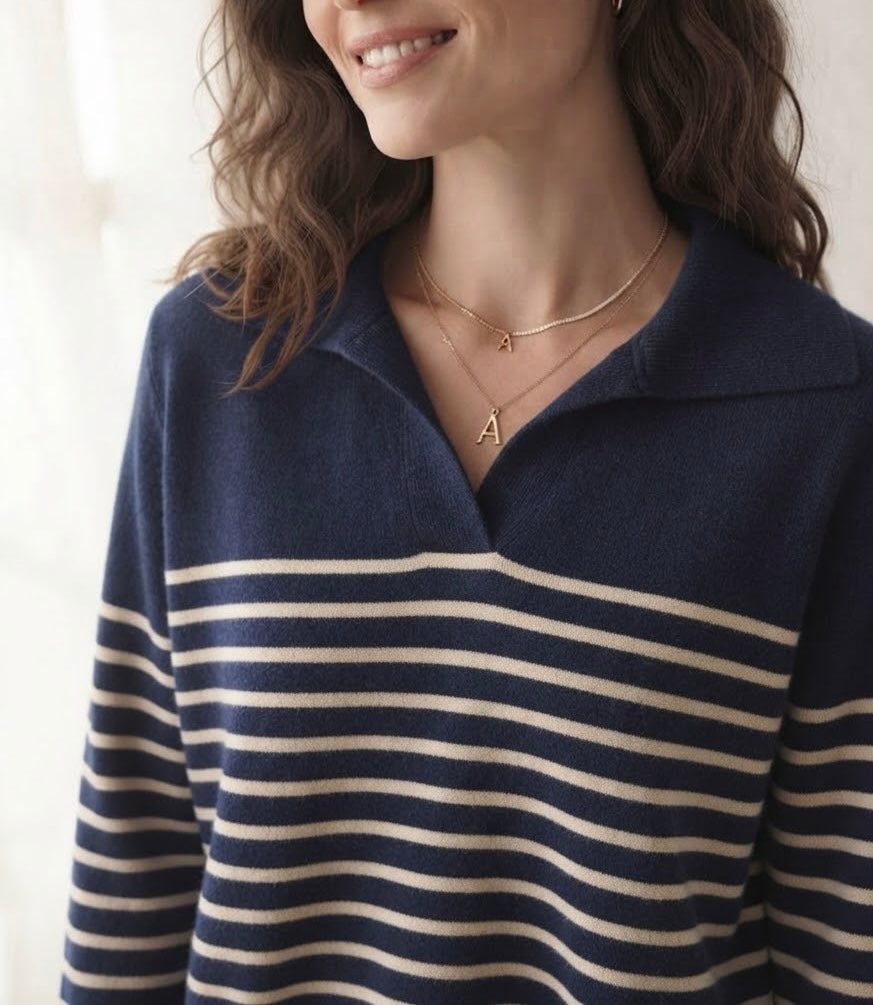 Maglia polo in misto lana & cashmere