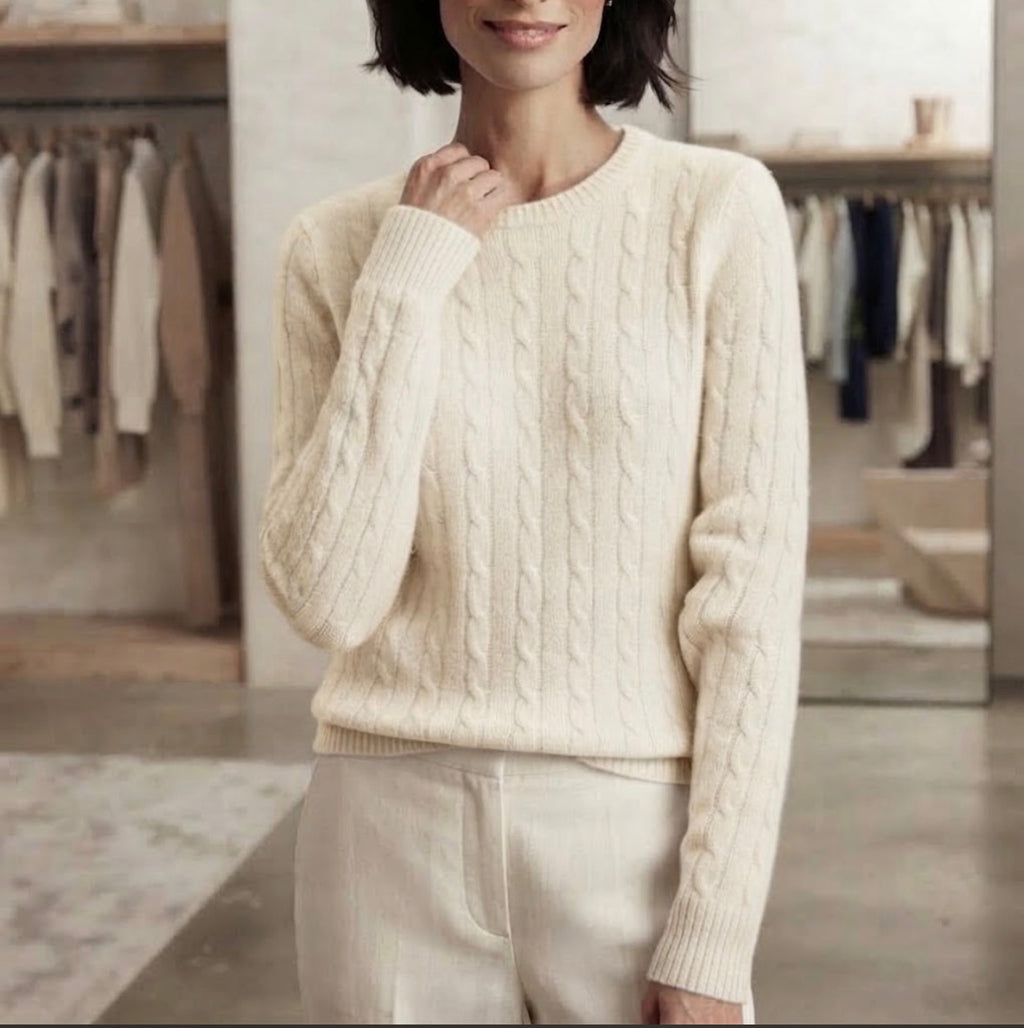 Pullover a trecce in misto lana & cashmere