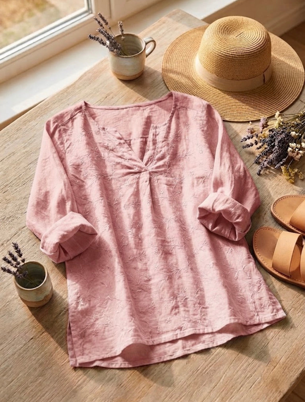 Camicia ricamata in lino