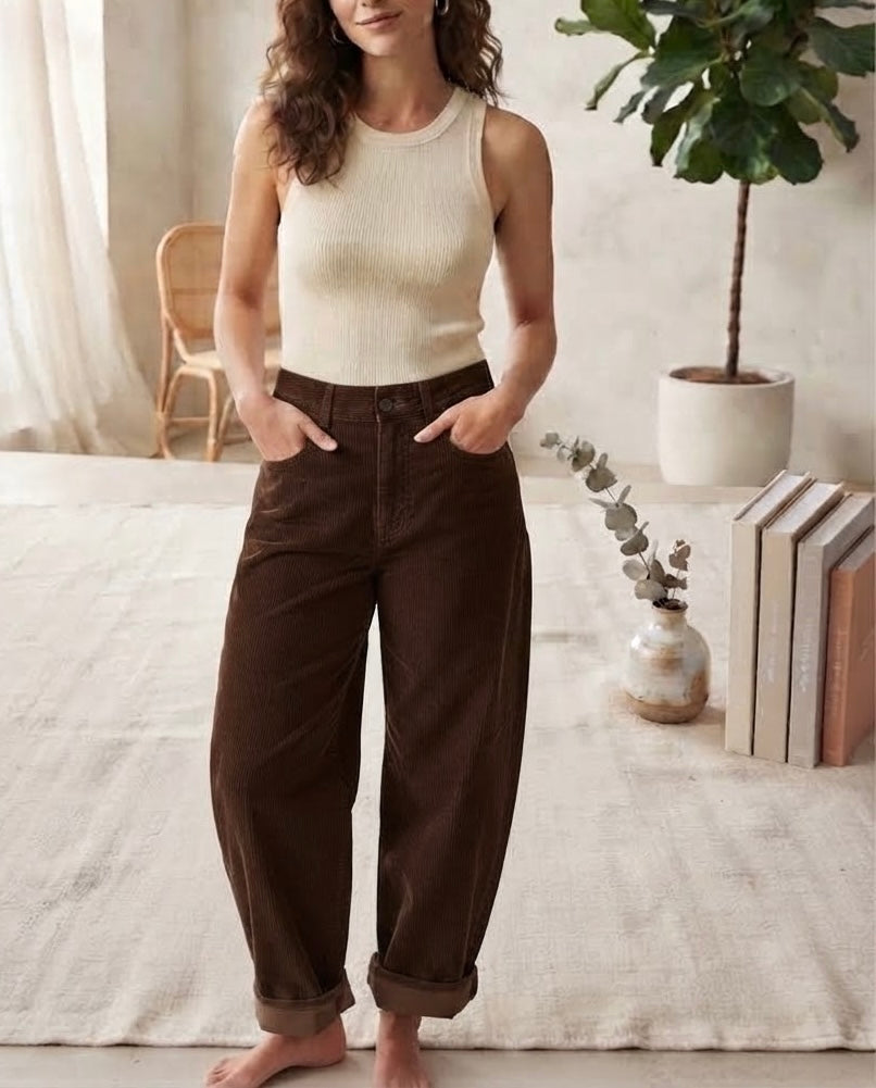 Pantaloni baggy in velluto a coste