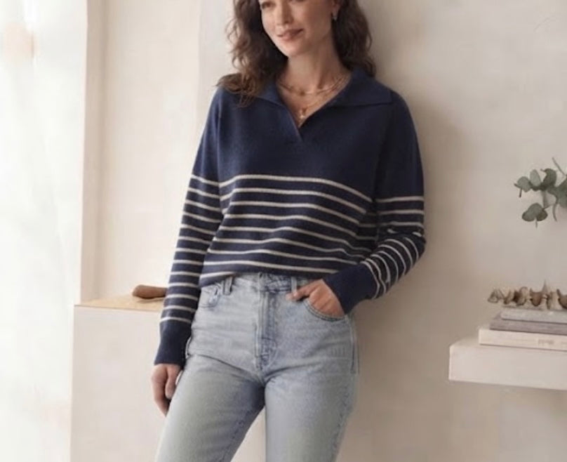 Maglia polo in misto lana & cashmere