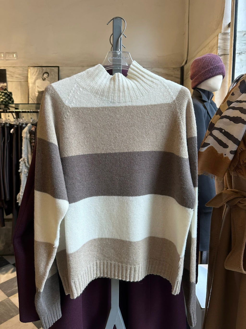 Maglione a righe cashmere & lana