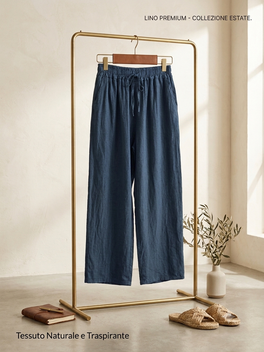Pantalone lino largo