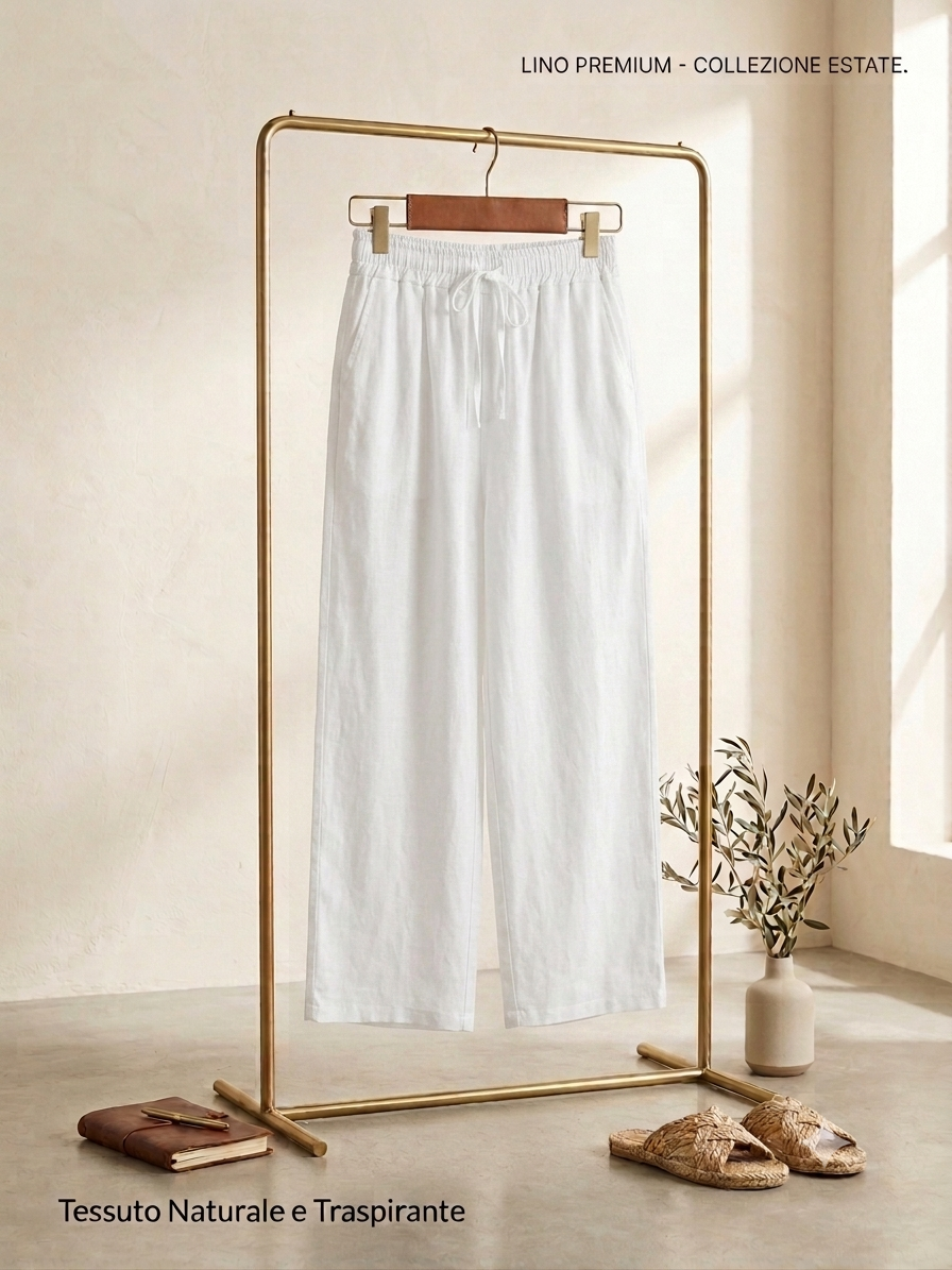 Pantalone lino largo